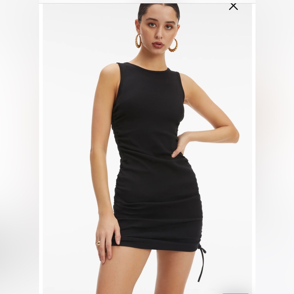 Good American Rouched Sides Cotton Tank Dress